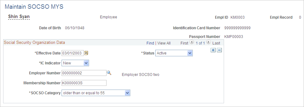 Maintain SOCSO MYS page