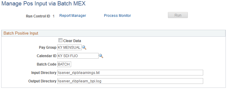 Manage Pos Input via Batch MEX page