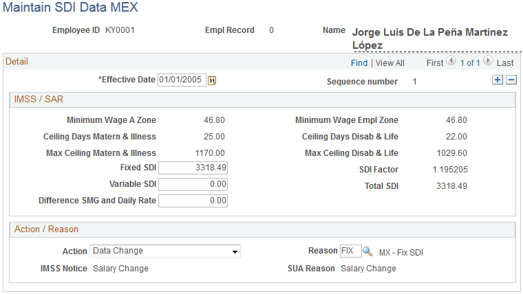 Maintain SDI Data MEX page