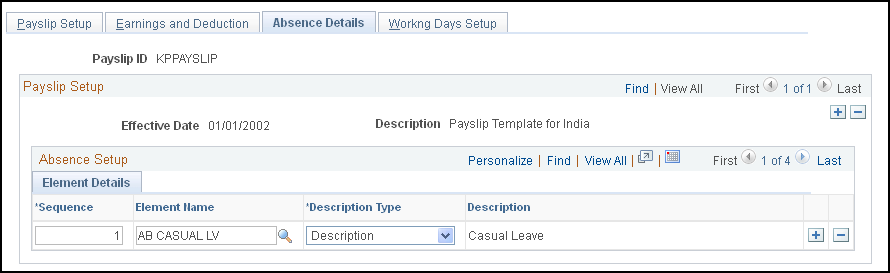 Absence Details page