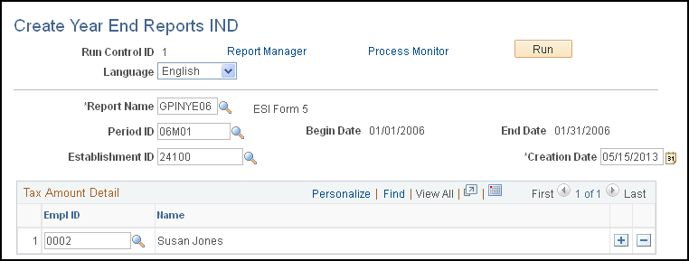 Create Year End Reports IND page
