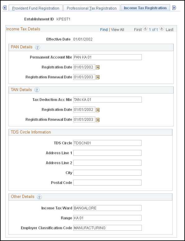 Income Tax Registration page