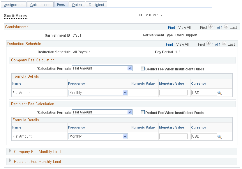 Fees page