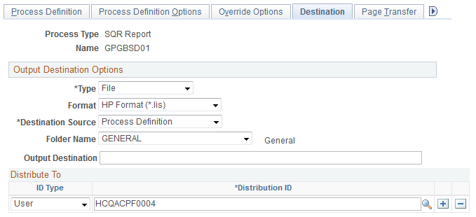 Destination page