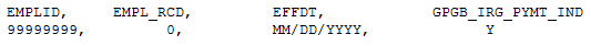 CSV File format to be used and an example of the format