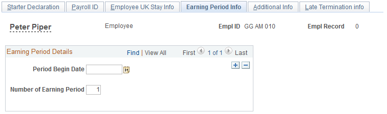 Earning Period Info page