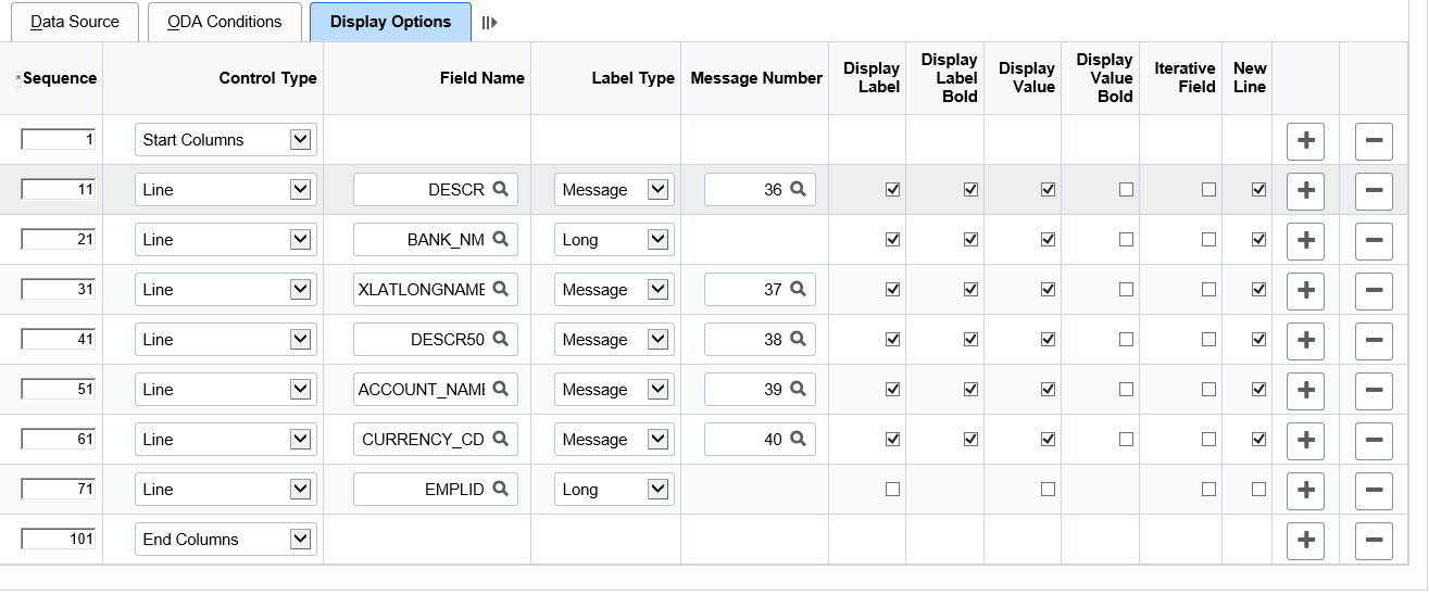 Display Options tab