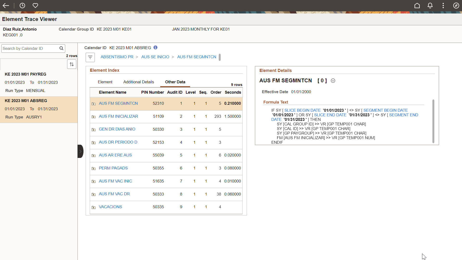 Other Data page