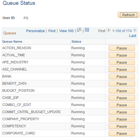 Queue Status page