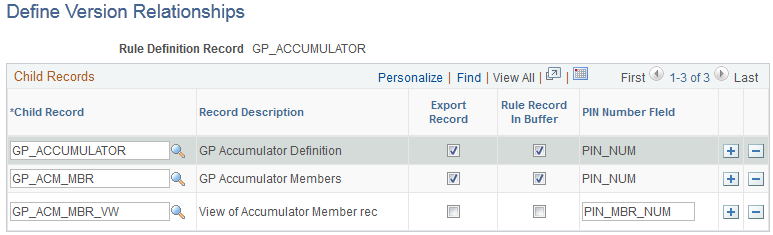 Define Version Relationships page