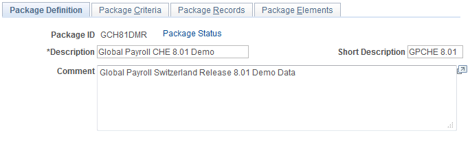 Create Non-Rule Package - Package Definition page
