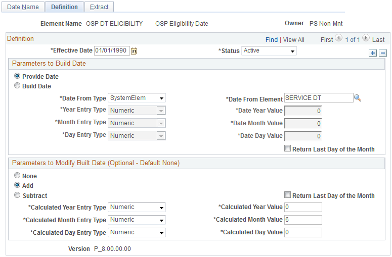 Dates - Definition page