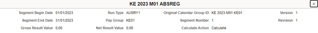Calendar or Segment Details
