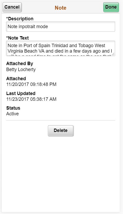 (Smartphone) Update Note page