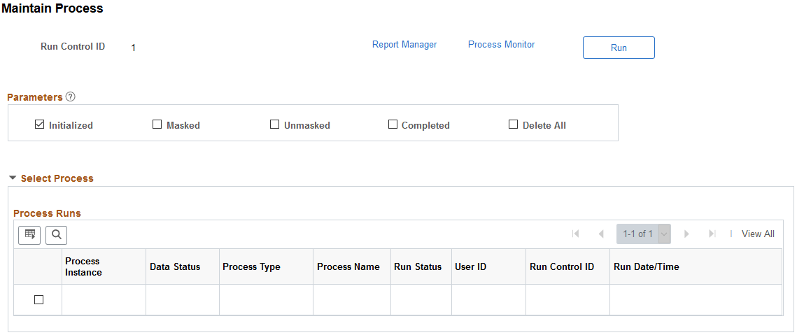 Maintain Process page