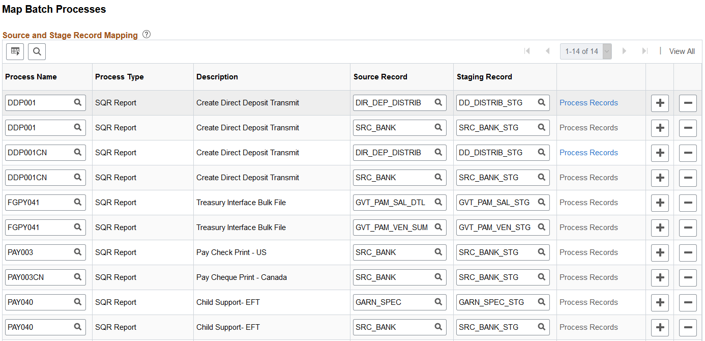 Map Batch Processes page