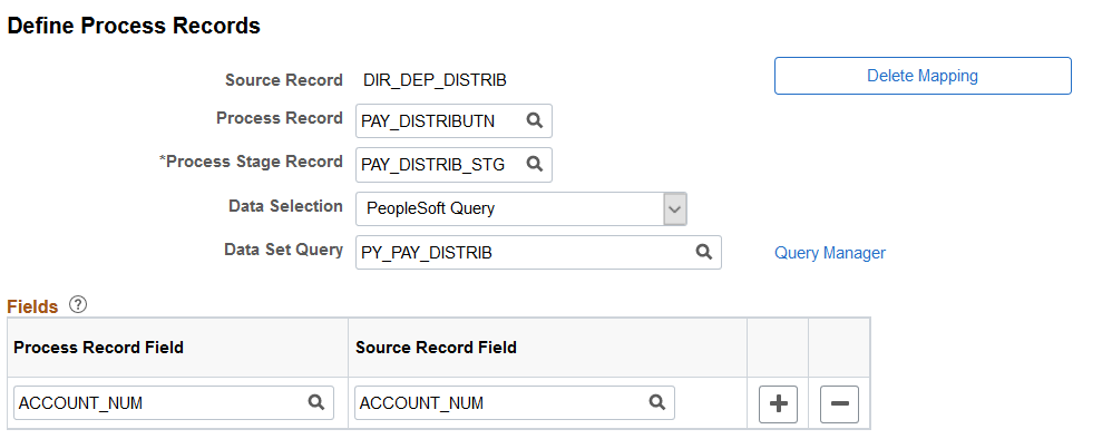 Define Process Records page