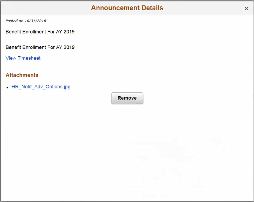 Announcement Details Page with Attachment