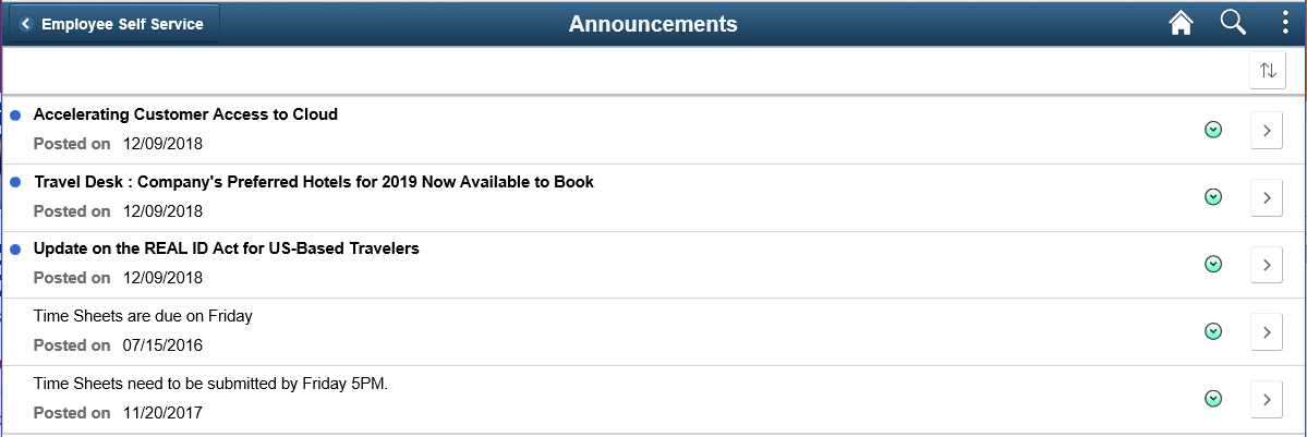 Announcements Page