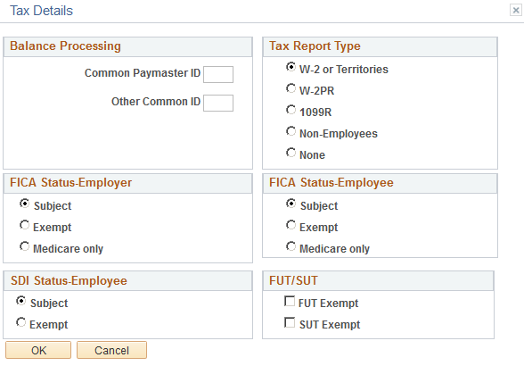 Tax Details page