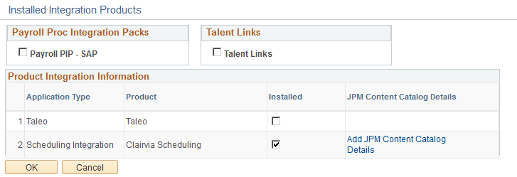 Installed Integration Products page