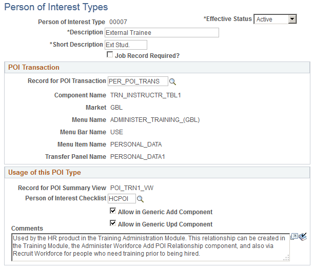 Person of Interest Types page