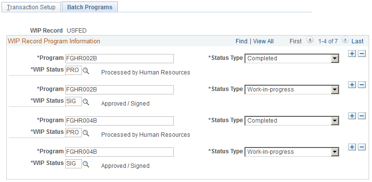 Batch Programs page