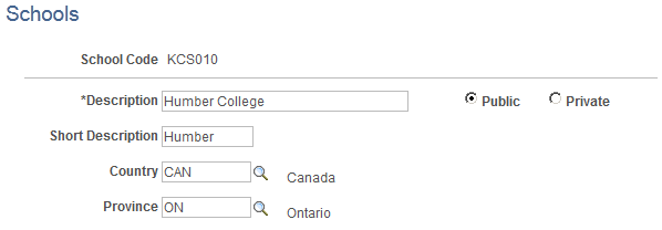 Schools page