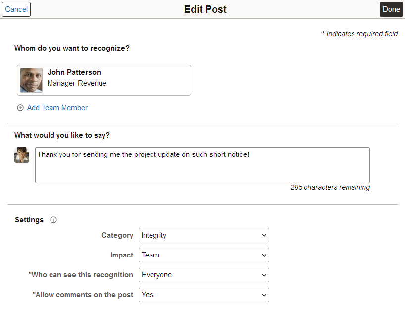 Edit Post page