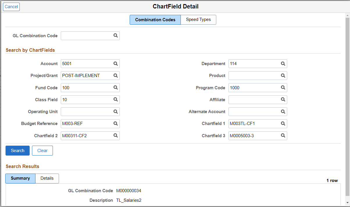 ChartField Details_Summary tab