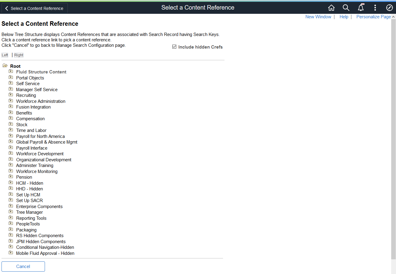 Select a Content Reference page