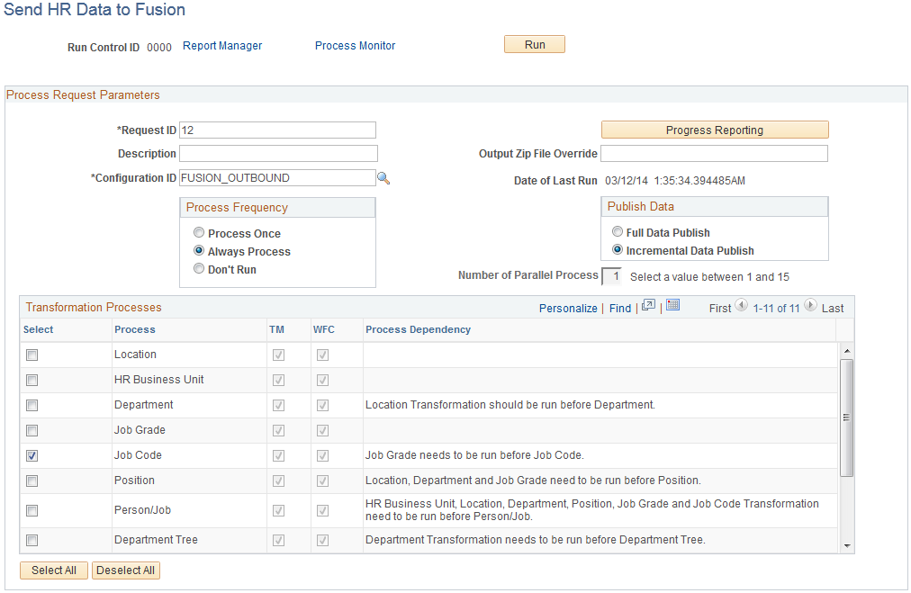 Send HR Data to Fusion page