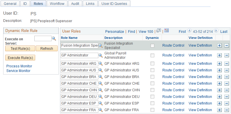 Roles page