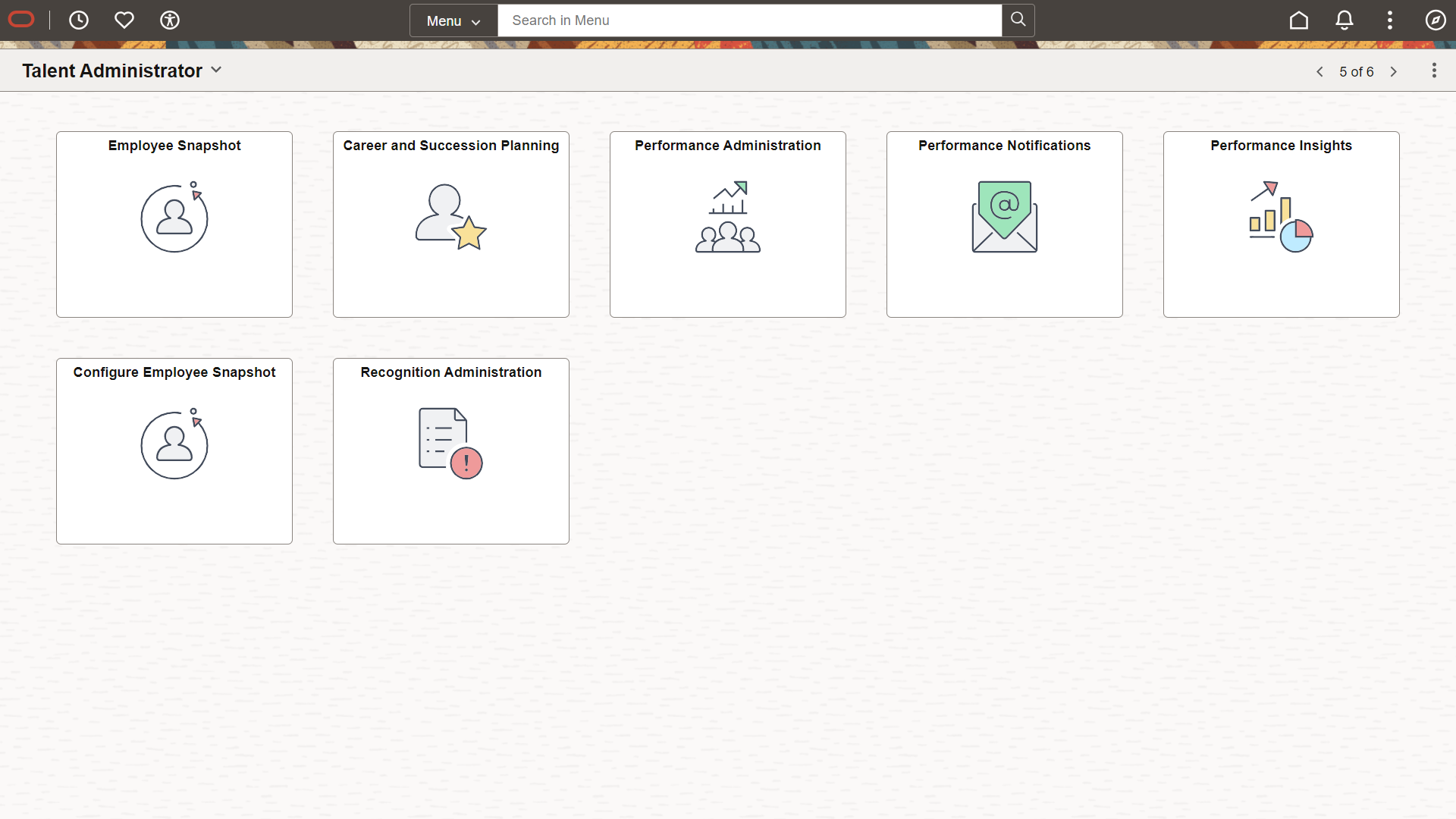 Talent Administrator homepage