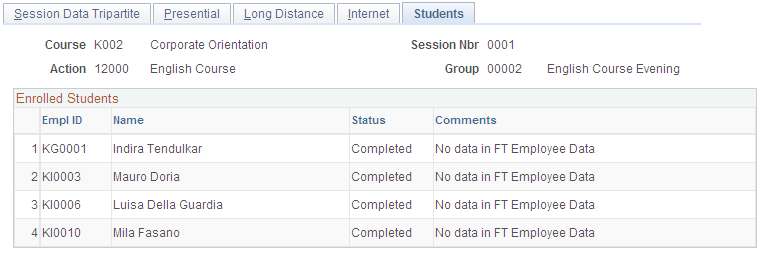 Students page