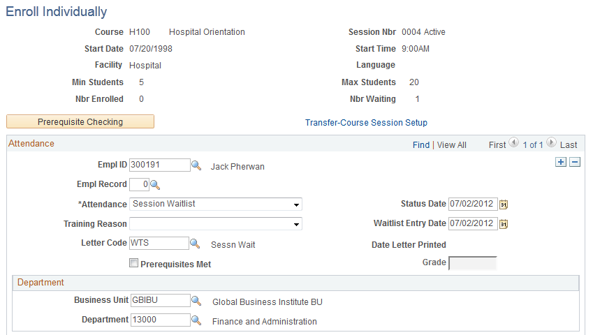 Enroll Individually page (1 of 2)