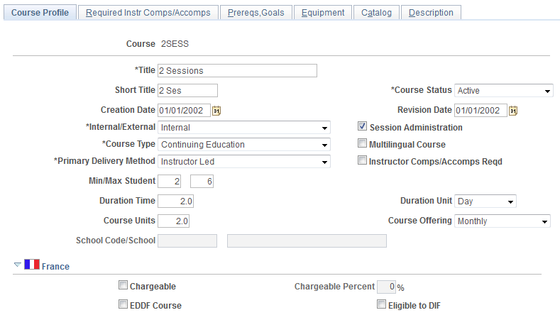 Courses - Course Profile page