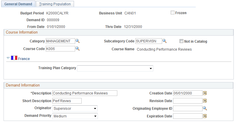General Demand page
