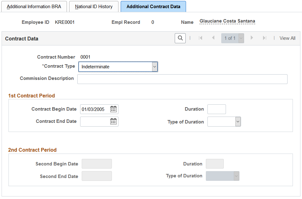 Additional Contract Data page
