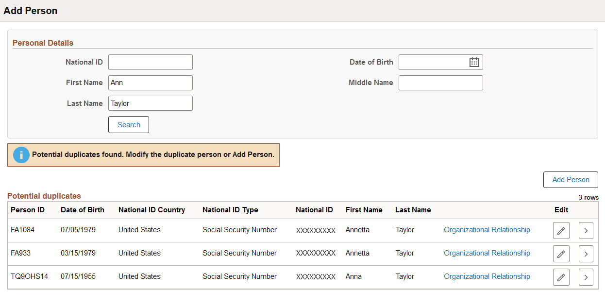 Add Person page