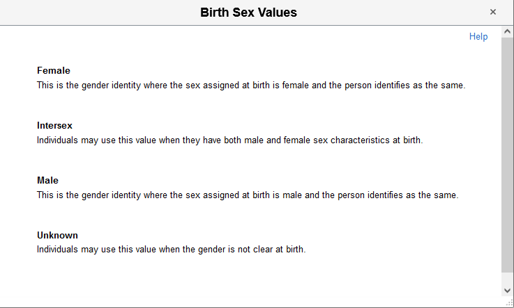 <><Gender Field> Value page