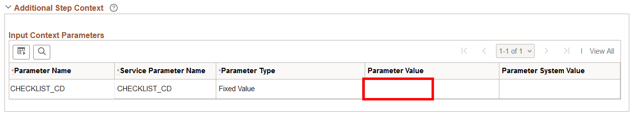 Additional Step Context section for the MGR_CHKLST step