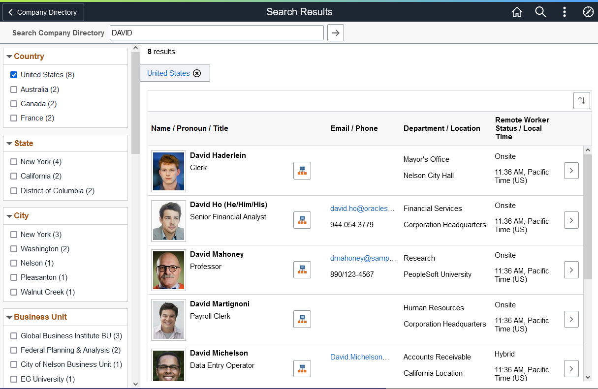 (Tablet) Company Directory - Search Results page