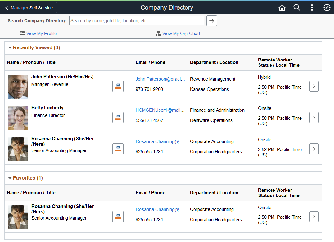 (Tablet) Company Directory landing page