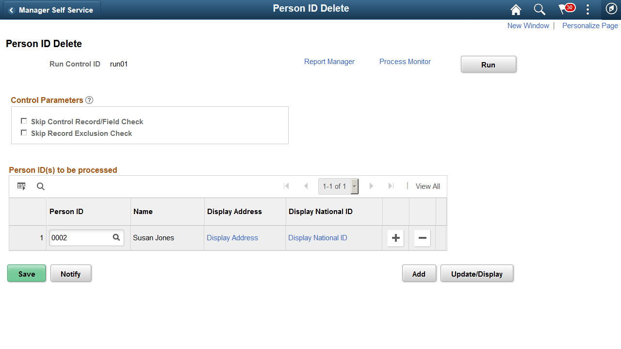 Person ID Delete page