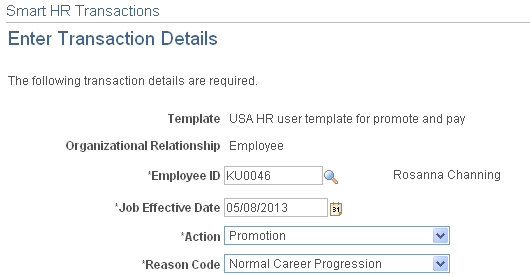 Enter Transaction Details page