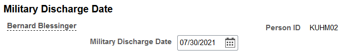 Military Discharge Date page