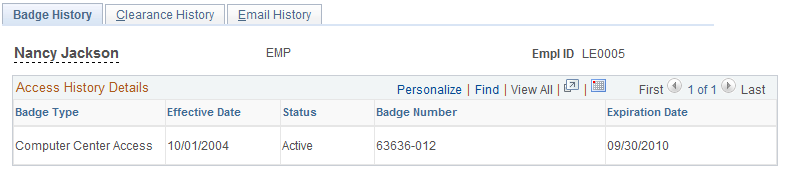Badge History page