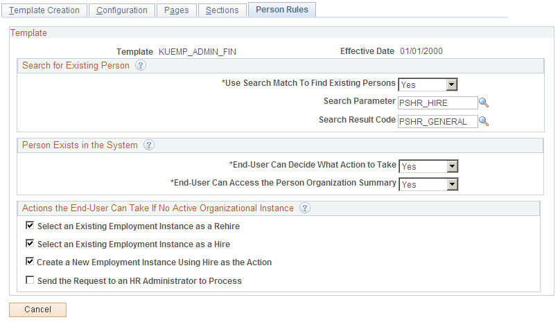 Person Rules page