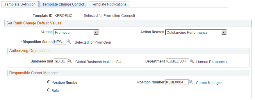 Military Rank Change Template - Template Change Control page
